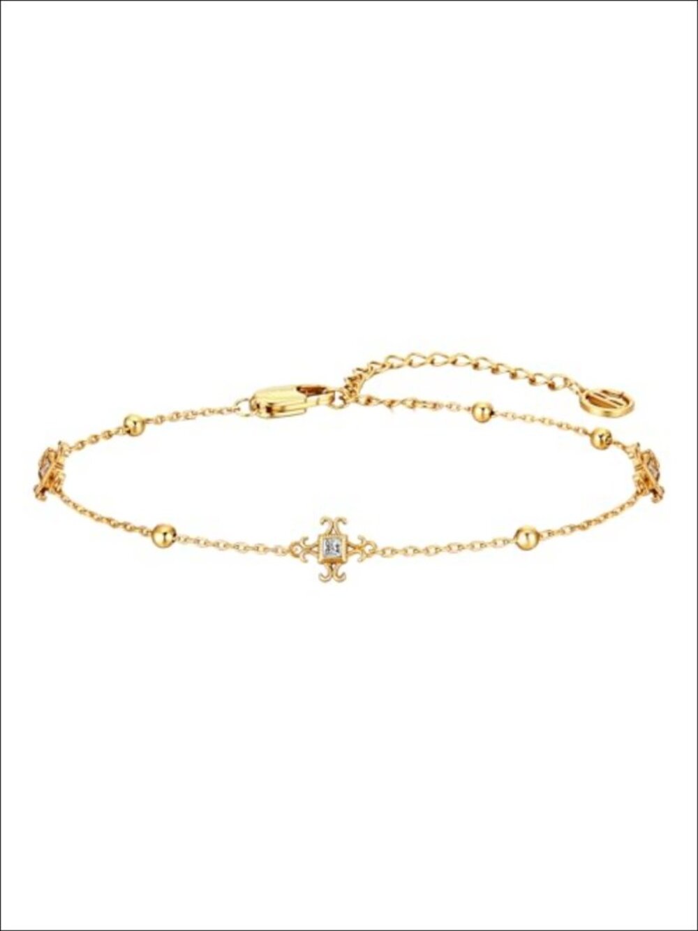 18K Gold Plated Hand Chain Bracelet Cubic Zirconia Adjustable Women